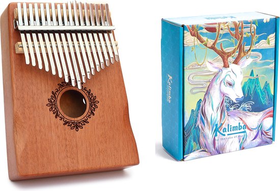 Foto: Wk 17 tonen kalimba perzik hout inclusief accessoires professionele studie kinderen muziekinstrument met tas kinder muziekinstrument