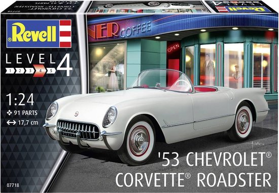1:24 Revell 07718 1953 Chevrolet Corvette Roadster Car Plastic Modelbouwpakket - Revell