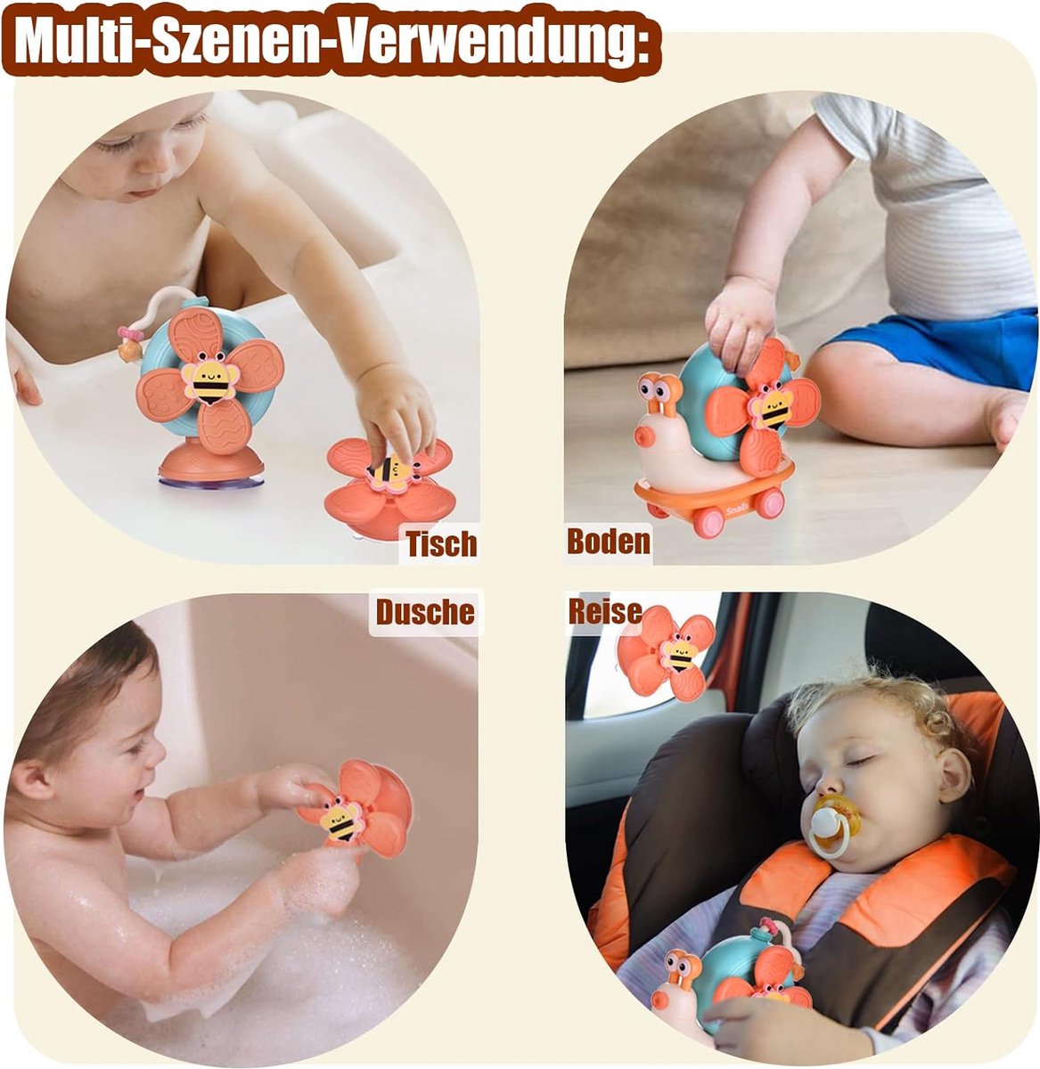 Ensemble de 3 ventouse Spinner Toy Pour Bébé, Spinner Jouets Sensoriels  Pour les tout-petits, Bébés Jouets de bain d'aspiration Cadeau pour 1-2 ans