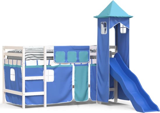 vidaXL-Kinderhoogslaper-met-toren-90x190-cm-massief-grenenhout-blauw