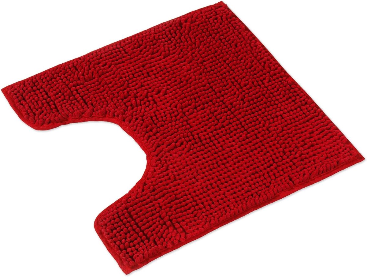 Badmat Rood - Badkamer Tapijt kan gecombineerd worden tot een set - Antislip & Maschinewasbaar - Toiletmat 45x45cm MET WC-Uitsparing