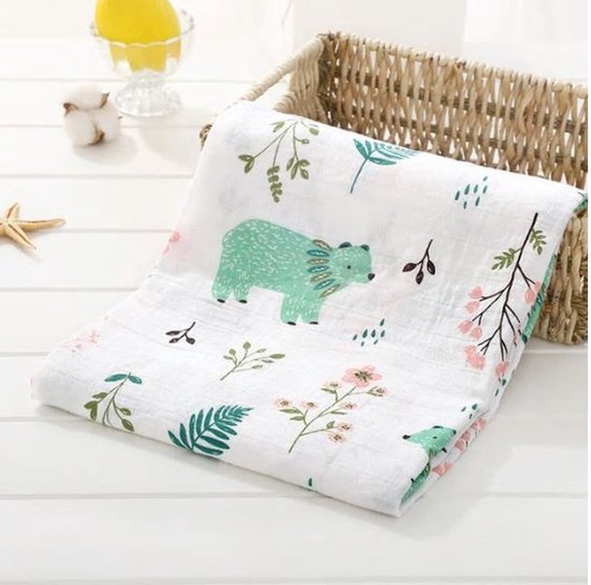 swaddle Ijsbeer XL Hydrofiel doek omslagdoek 120 x 120 cm katoen