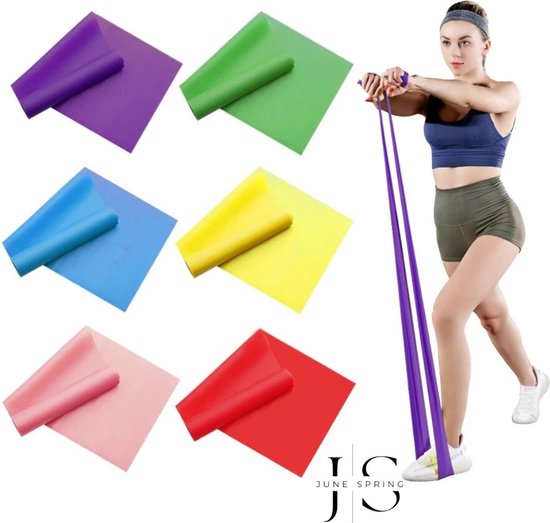 June Spring - Dyna Band - Weerstandsband - Stretchband - Oefenband - Fysio/Yoga/Pilates oefeningen- 150 cm lang - 15cm breed - Kleur Paars