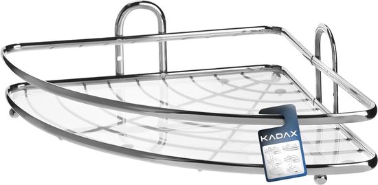 KADAX Douchehoekplank, Badkamer Organizer, Hoekplank, Badplank, Doucheplank, Houder voor Douchegel en Shampoo voor Douche, Douchemand (Zwart, 3 Etages