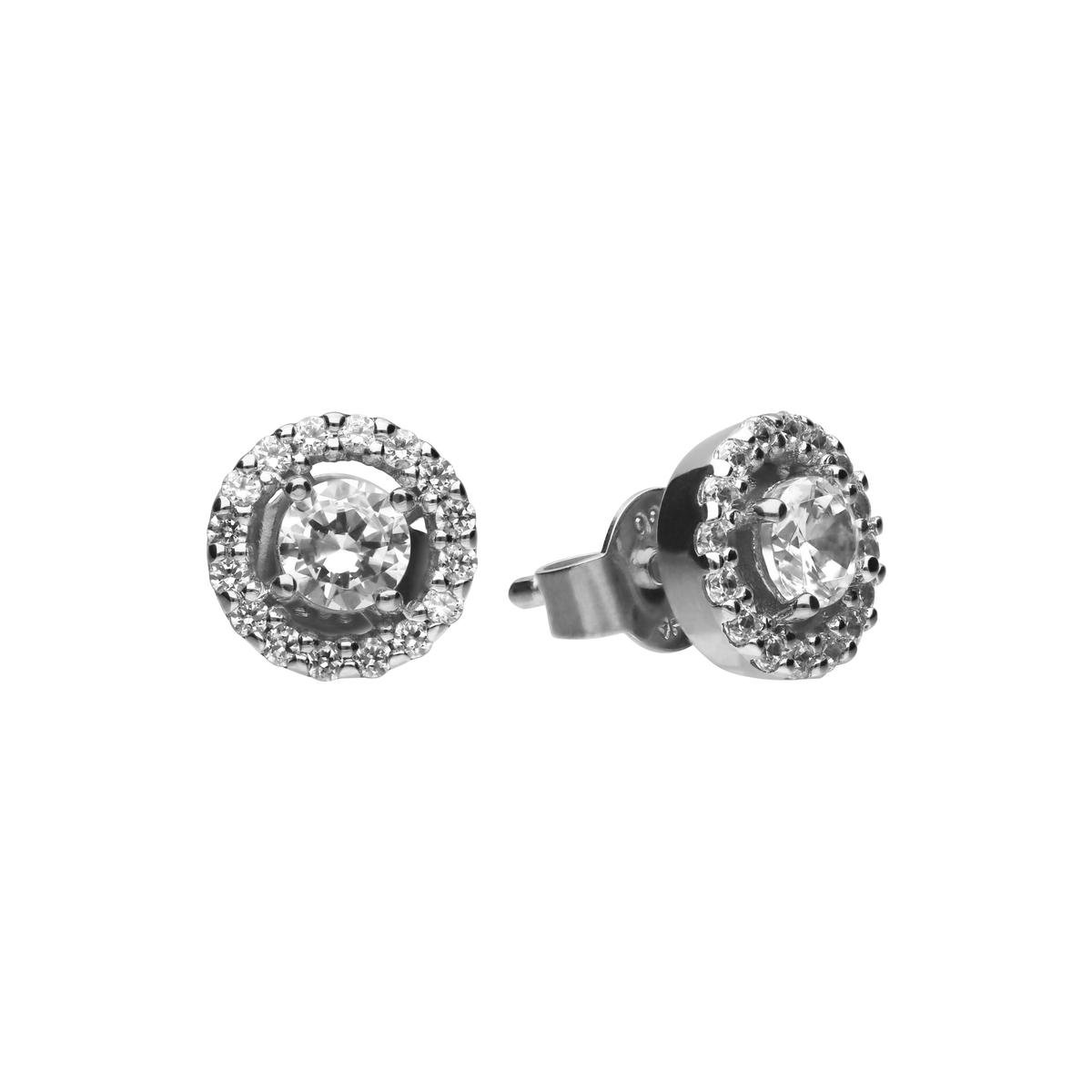 Diamonfire - Zilveren oorknoppen Rond - Zirkonia