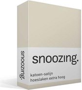 Snoozing - Katoen-Satin - Hoeslaken - Lits jumeaux - Extra haut - 180x220 cm - Ivoire