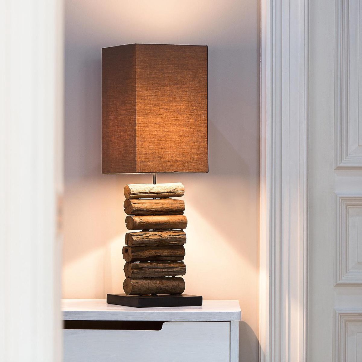 relaxdays - design tafellamp hout - lamp takken - bruin - sfeerverlichting  Vierkant | bol.com