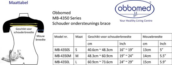 Schouder bandage voor extra schouder en rug ondersteuning en betere houding - maat L - ObboMed MB-4350L
