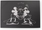 Disney - Canvas - Mickey & Minnie - Kissing - Wit-Zwart - 50x70 cm