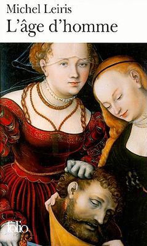 Couverture du livre 'L'âge d'homme' représentant un tableau de deux femmes tenant une tête d'homme coupée. Titre en haut.