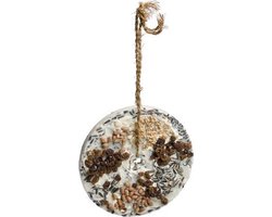 Ophang disc met voer voor buitenvogels - vet, pinda's en rozijnen - Ø 17 cm, hoogte 3 cm, 500 gram