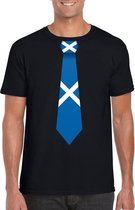 Zwart t-shirt met Schotland vlag stropdas heren 2XL