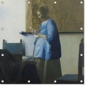 Brieflezende vrouw | Johannes Vermeer | ca. 1663 | Kunst | Tuindoek | Tuindecoratie | 60CM x 90CM | Tuinposter | Spandoek | Oude meesters