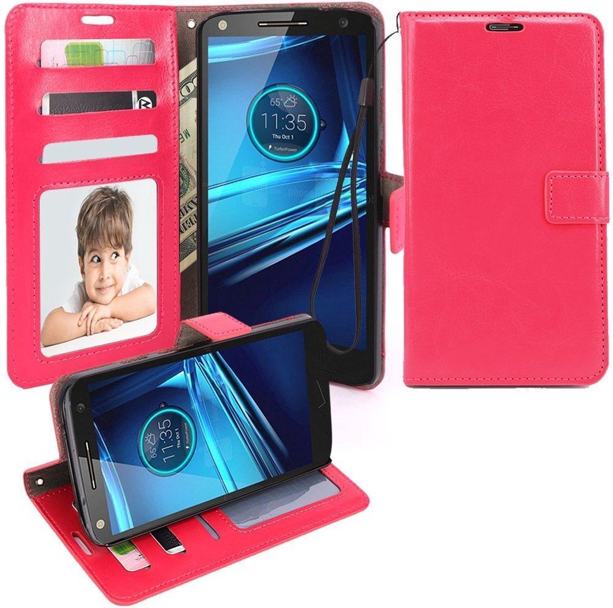 Celltex wallet case hoesje Geschikt voor: Motorola Moto G 2014 roze