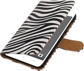 Zebra Bookstyle Wallet Case Hoesjes voor HTC Desire 825 Wit