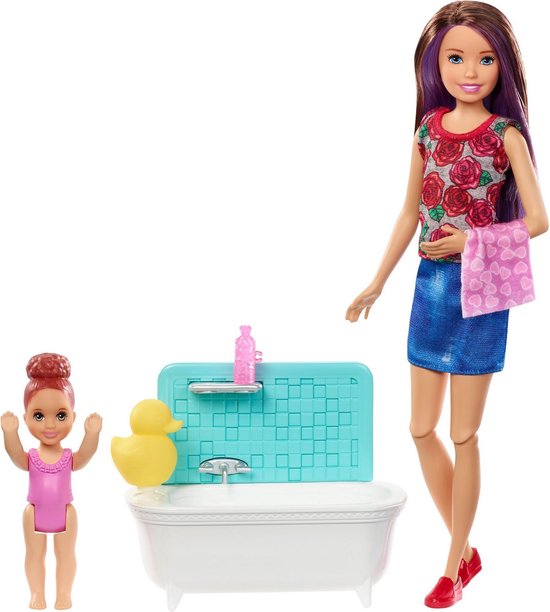 Barbie Family Babysitter Skipper Badtijd - Barbiepop