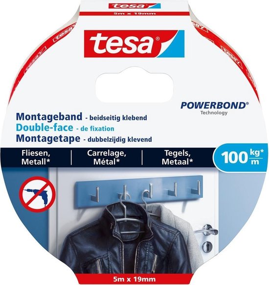 Foto: Tesa ultra strong 77747 00000 00 montagetape tesa powerbond wit l x b 5 m x 19 mm 1 stuk s 