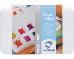 foto van Van Gogh Aquarelverf pocket box felle tinten met 12 kleuren in halve Napjes