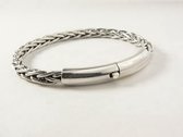 Gevlochten zilveren armband met kliksluiting - pols 18 cm