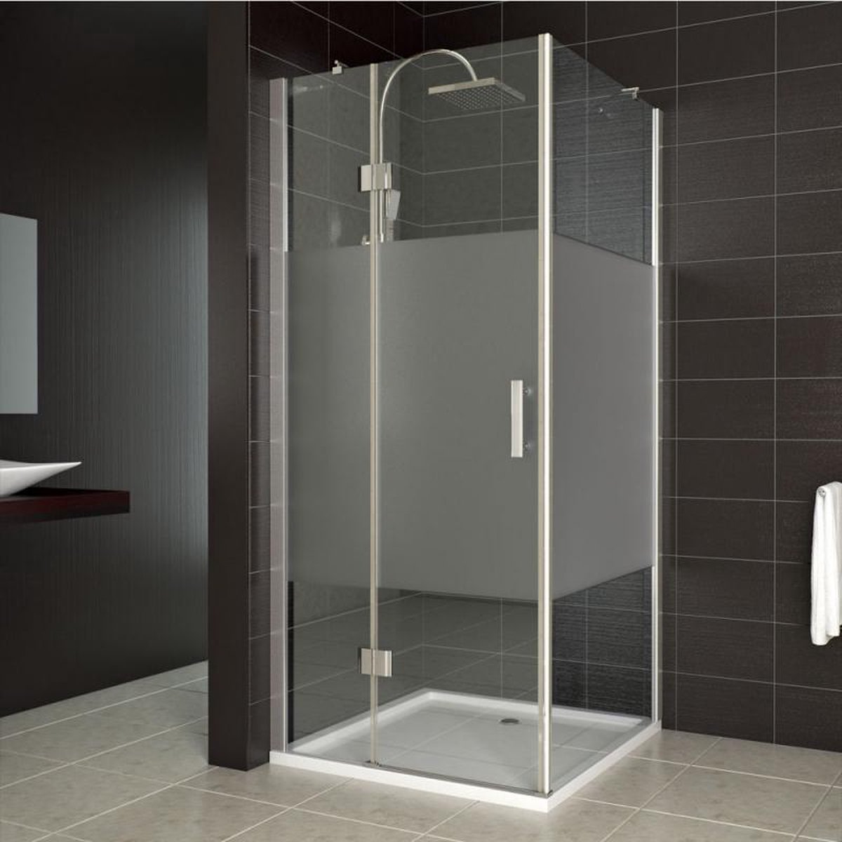 Design Douchecabine SemiGesatineerd Glas 80x80 cm