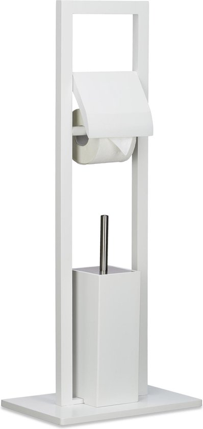 Relaxdays toilet accessoires set bamboe - toiletrolhouder met toiletborstel  - wc-rolhouder | bol.com