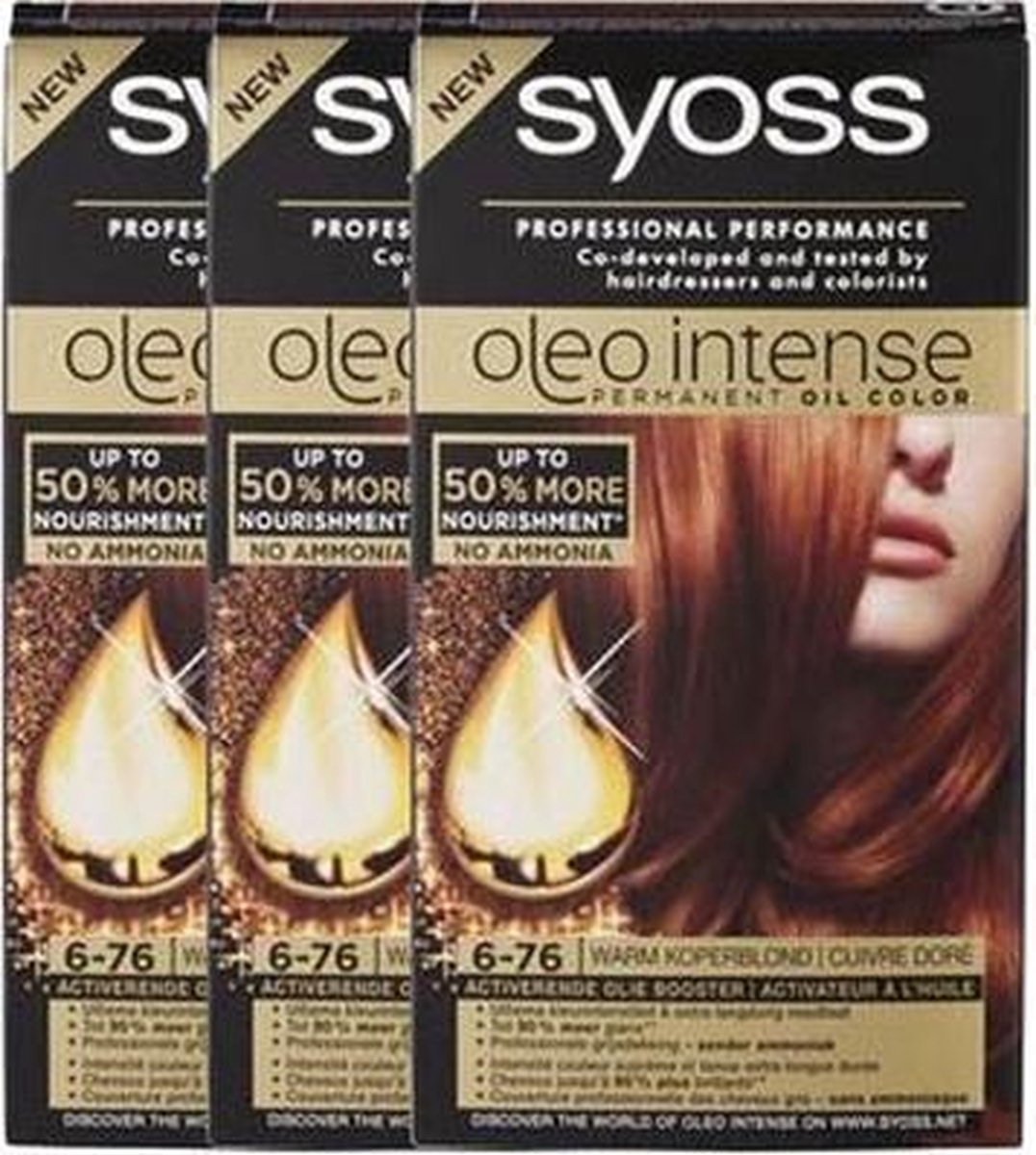 Syoss Oleo Intense 6-76 Warm Koperblond 3 stuks Voordeelverpakking