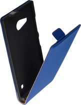 Lelycase Premium Lederen Flip Case Cover Hoesje Nokia Lumia 730 Blauw