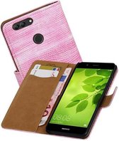 Hagedis Bookstyle Wallet Case Hoesjes Geschikt voor Huawei Nova 2 Plus Roze