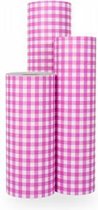 Cadeaupapier Roze Ruit - Rol 50cm - 200m - 70gr | Winkelrol / Apparaatrol / Toonbankrol / Geschenkpapier / Kadopapier / Inpakpapier