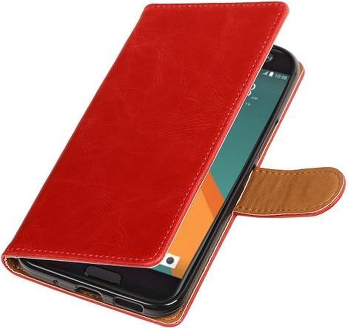Rood Pull-Up PU booktype wallet hoesje voor HTC 10