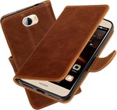 MP Case Bruin Vintage lederlook PullUp Map voor de Huawei Y5II wallet cover - book case - hoesje