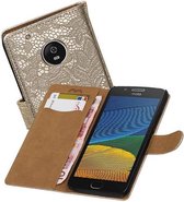 Lace Bookstyle Wallet Case Hoesjes voor Moto G5 Goud