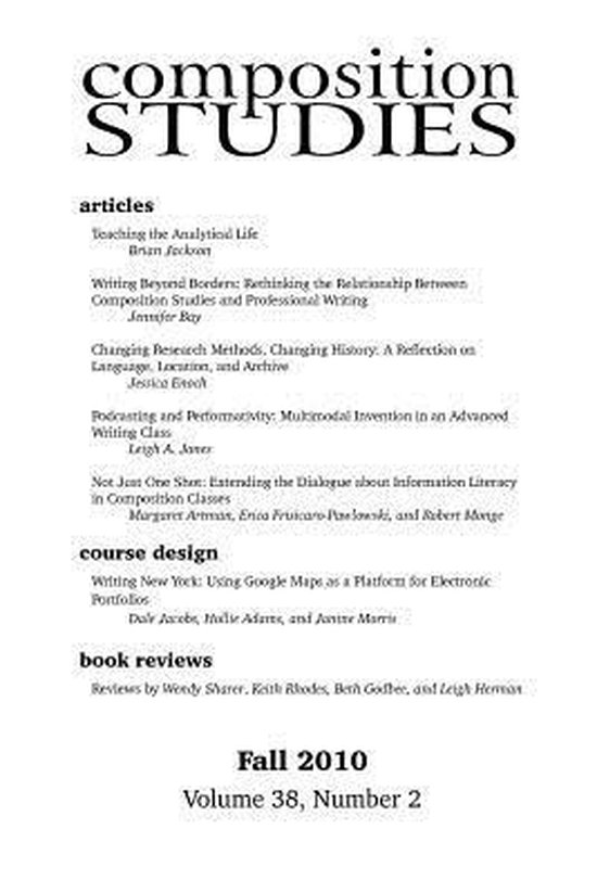 Composition Studies 38.2 (Fall 2010) - cover
