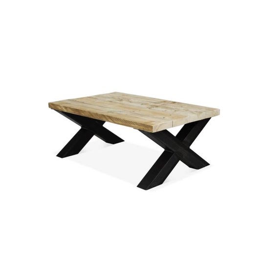 Table basse échafaudage bois - base fer - 120x70