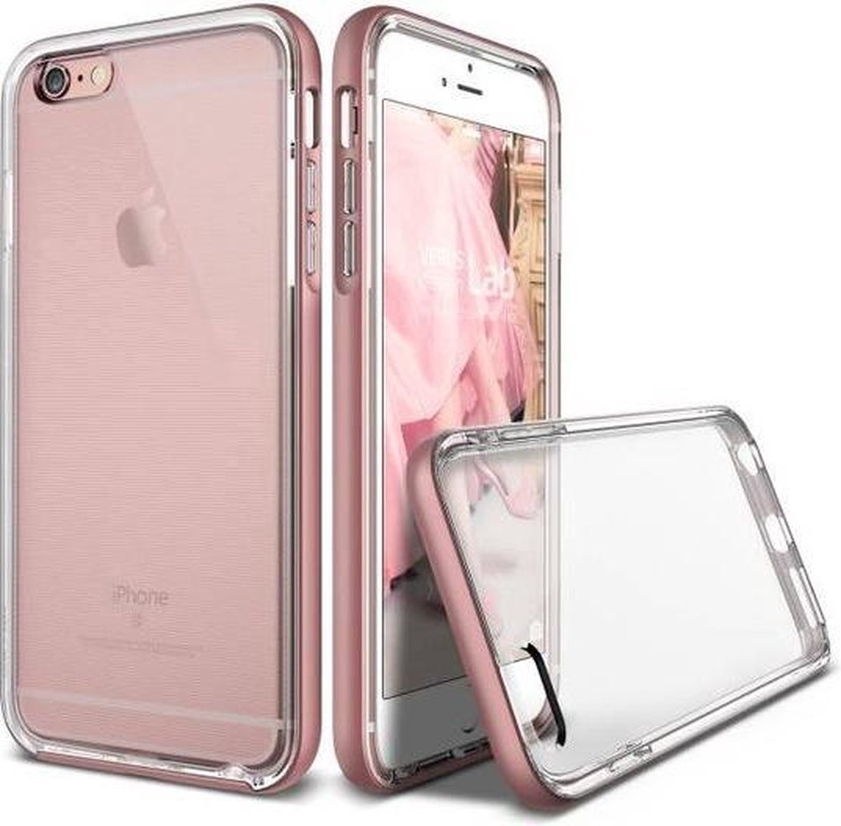 SMH Royal - Geschikt voor Apple iPhone 6/ 6S Silicone Transparant Hoesje / Case / Cover Met Roze Bumper, Schokabsorberend, Easy Fit, Protection