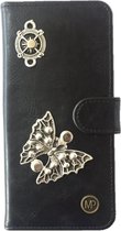 MP Case® PU Leder Mystiek design Zwart Hoesje voor Samsung Galaxy S6 Vlinder Figuur book case wallet case