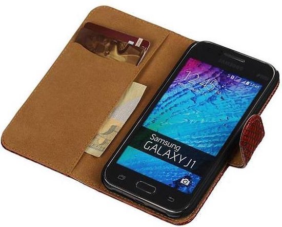 Coque Snake Bookstyle pour Samsung Galaxy J1 Rouge