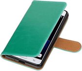 Zakelijke Book Case Telefoonhoesje Geschikt voor de Samsung Galaxy J3 Pro - Portemonnee Hoesje - Pasjeshouder Wallet Case - Groen