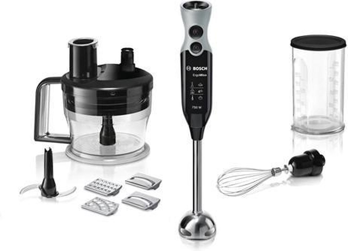 Bosch MSM67190 ErgoMixx Staafmixer met foodprocessor Zwart RVS