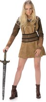 Karnival Costumes Verkleedkleding Kostuum Barbarian Carnavalskleding Dames Carnaval - Polyester - Bruin Beige - Maat M - 3-Delig Jurk/Riem/Arm Accessoires