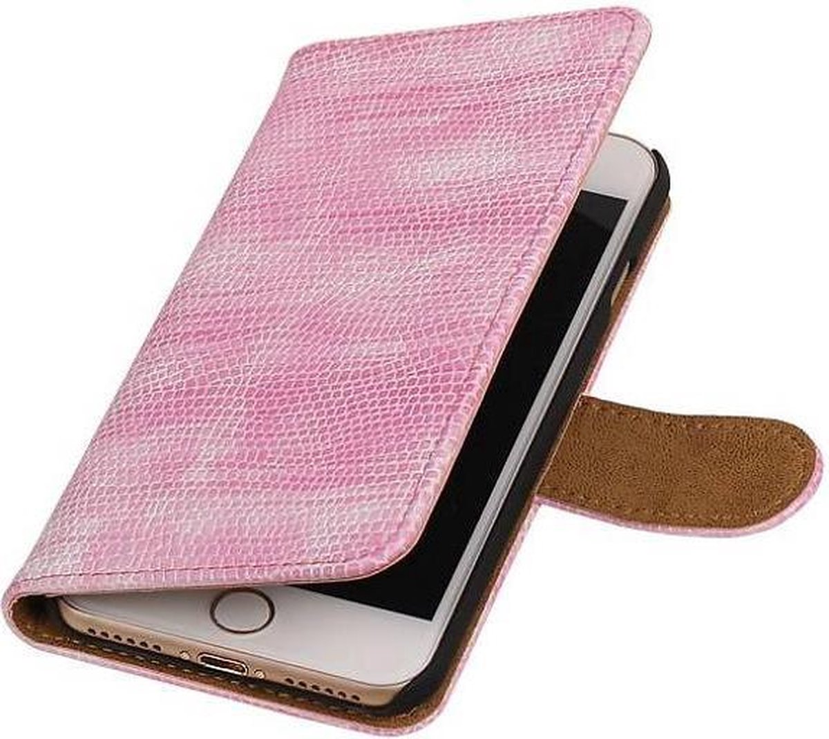 Hagedis Bookstyle Hoes - Wallet Case Telefoonhoesje - Geschikt voor iPhone 7 / 8 Roze