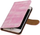 Hagedis Bookstyle Hoes - Wallet Case Telefoonhoesje - Geschikt voor iPhone 7 / 8 Roze