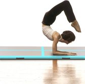 Gymnastiek Mat met Sporthanddoek met Pomp Opblaasbaar Groen 600x100x10 cm - Yoga mat - Pilates - Aerobics