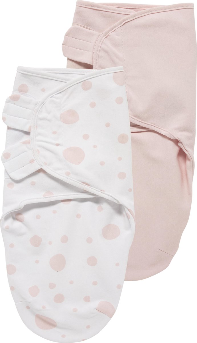 Meyco Baby Dots/Uni swaddlemeyco inbakerdoek - 2-pack - pink/light pink - 4-6 maanden