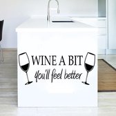 Muursticker tekst 'Wine a bit' 55x24