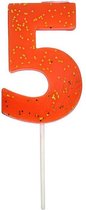 Verjaardagskaars 5 - Oranje (neon) & Goud - Meri Meri - 1 stuk