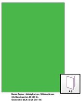 Benza Papier - Gekleurd Printpapier Hobbykarton 240 Gr. (Gram) A5 - Midden Groen - 30 Stuks (Wenskaarten)