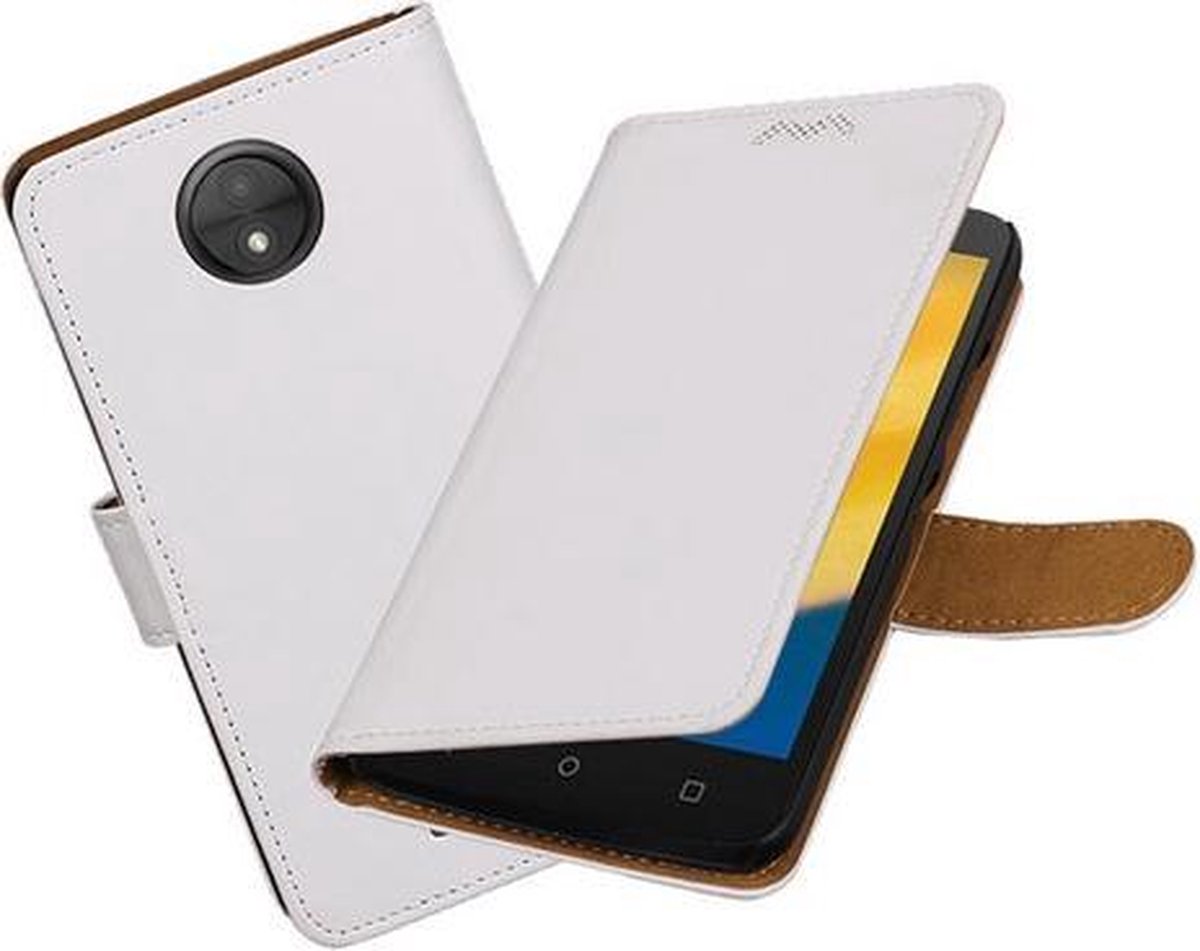 BestCases.nl Motorola Moto C Plus Effen booktype hoesje Wit