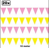 20x Vlaggenlijn geel en roze 10 meter