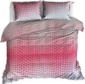 Roomture dekbedovertrek - eenpersoons - 140x200/220 - fading triangles pink - roze